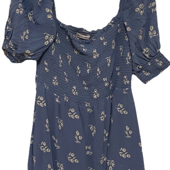 Reformation Blue Floral Blouse Elle In Suzette Size 12 Boho Bohemian Flirty - Picture 4 of 8